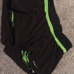 Black saucony shorts, built in spanks underneath